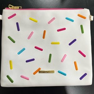 studio diy | can’t clutch this sprinkles embroidered white bag